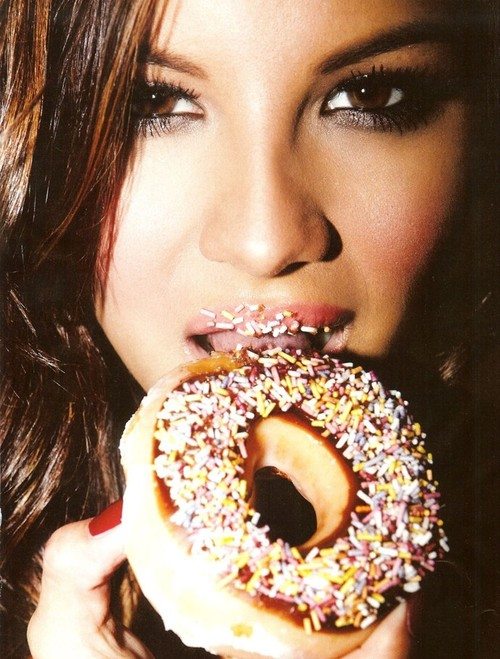 Lacey Banghard eating a Lacey Banghard eating a